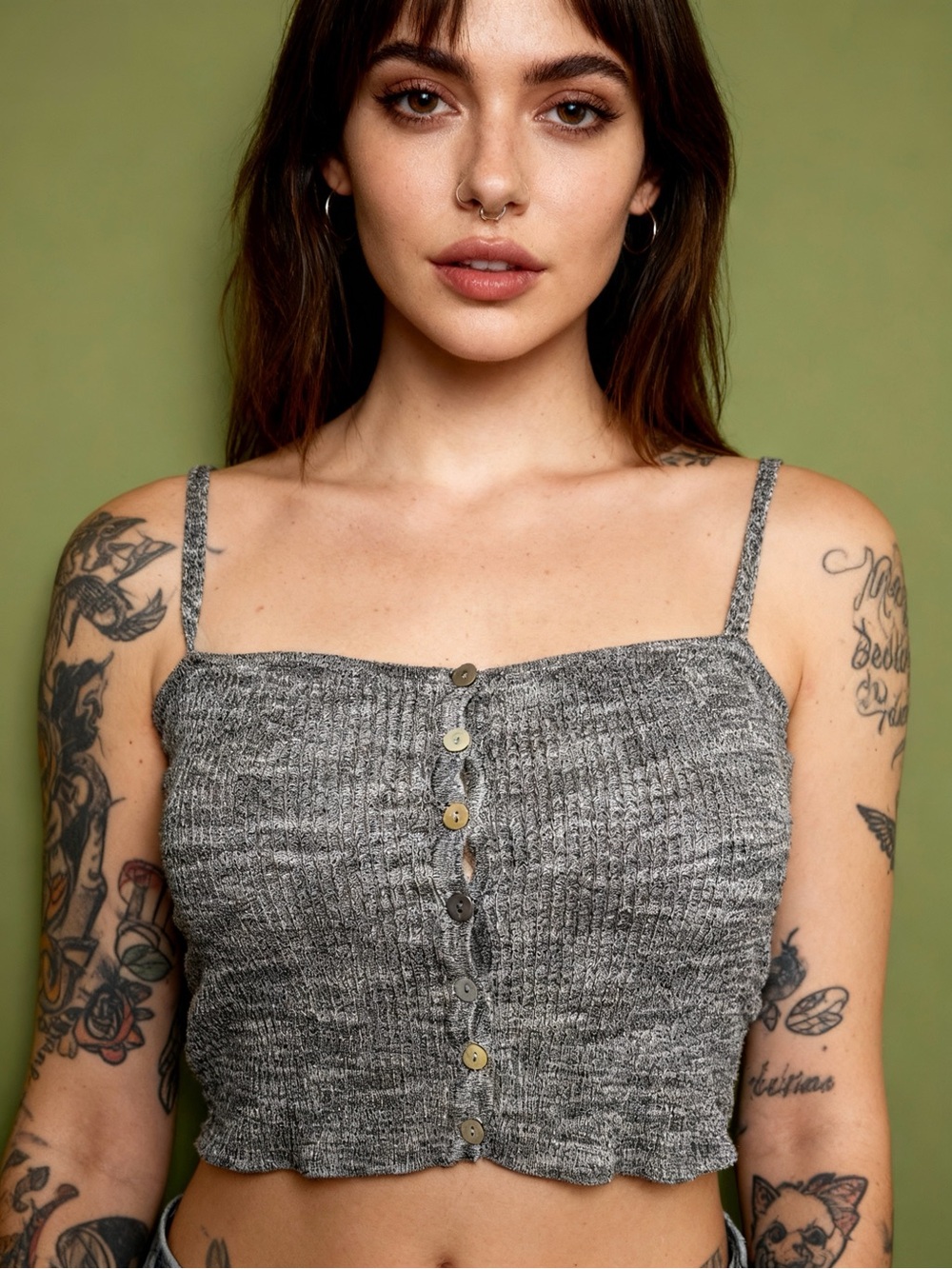 Forever 21 Heathered Gray Ribbed Knit Top